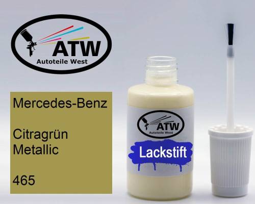 Mercedes-Benz, Citragrün Metallic, 465: 20ml Lackstift, von ATW Autoteile West.